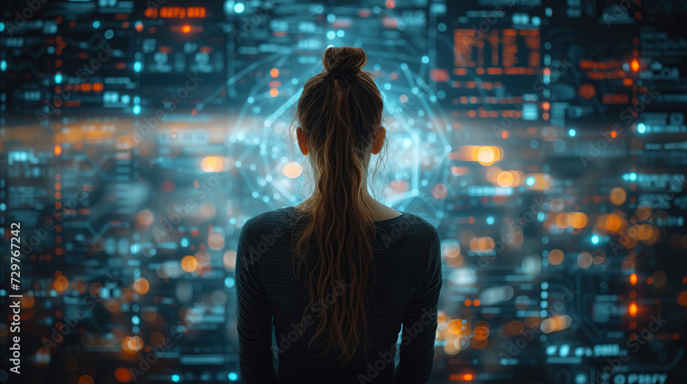 The future of AI and businesswomen Data and cyber connectivity, IOT overlays and technological innovation. The future of AI and businesswomen Data and cyber connectivity, IOT overlays and technological innovation.
