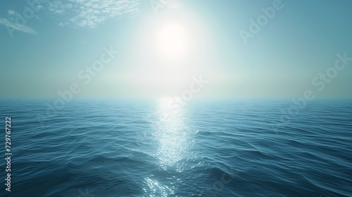 view body deep sun shining light blue floating empty space middle ocean full placid clear edges rapture young graphics photo