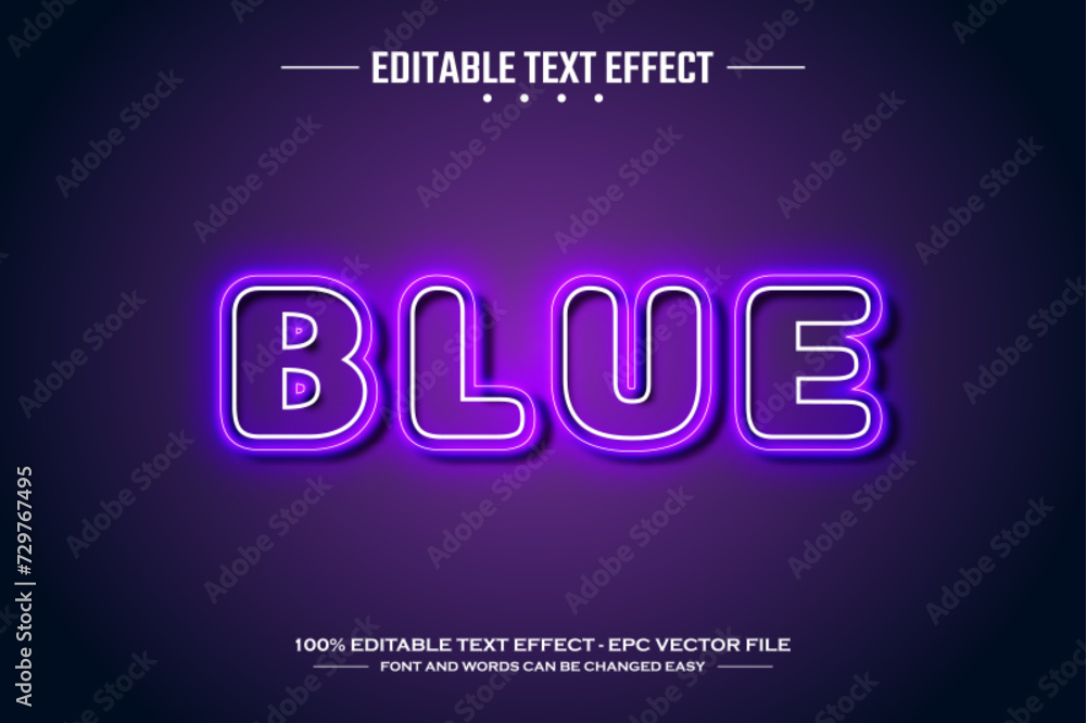 Blue 3D editable text effect template