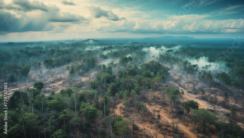 Aerial view of deforestation environment © Prinxe