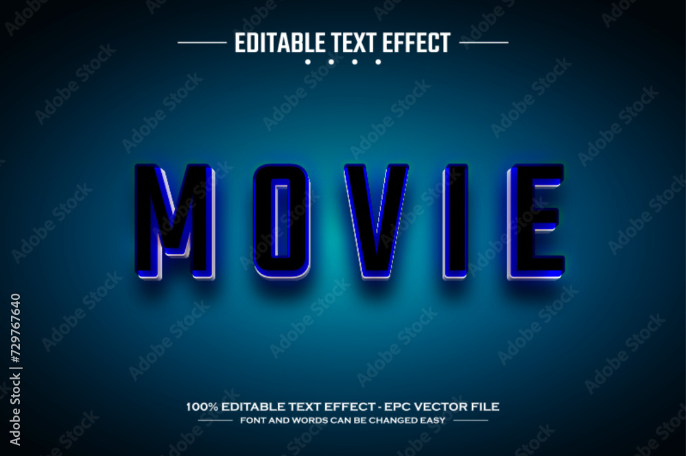 Movie 3D editable text effect template