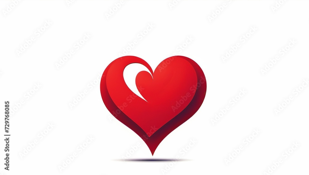 Vibrant Red Heart Logo with Elegant Curves Isolated on a White Background Vibrant Red Heart Logo with Elegant Curves Isolated on a White Background