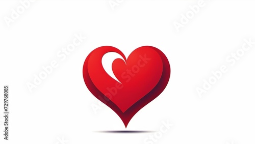 Vibrant Red Heart Logo with Elegant Curves Isolated on a White Background