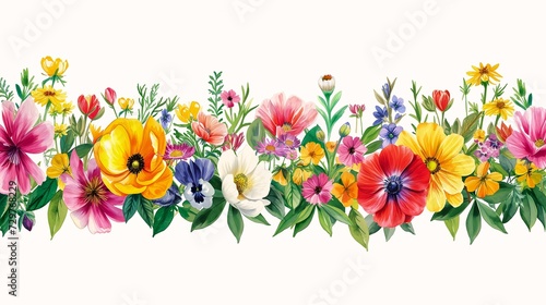 closeup row flowers bee flying template princess illustration scroll seasons emotion garden eden photo