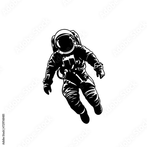 Astronaut Spacewalking Logo Monochrome Design Style