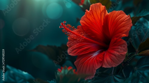 Wallpaper Mural red flower growing bush scary color tropical flowers luminous design ocean female light space soft contrast Torontodigital.ca