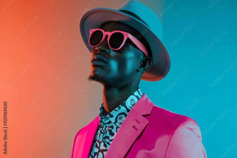 African man fashion. eccentric retro with vibrant bright colors African man fashion. eccentric retro with vibrant bright colors