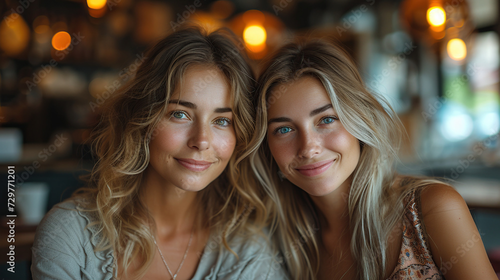 Happy mother and daughter enjoying conversation while spending Mother's Day together in a coffee shop. Happy mother and daughter enjoying conversation while spending Mother's Day together in a coffee shop.