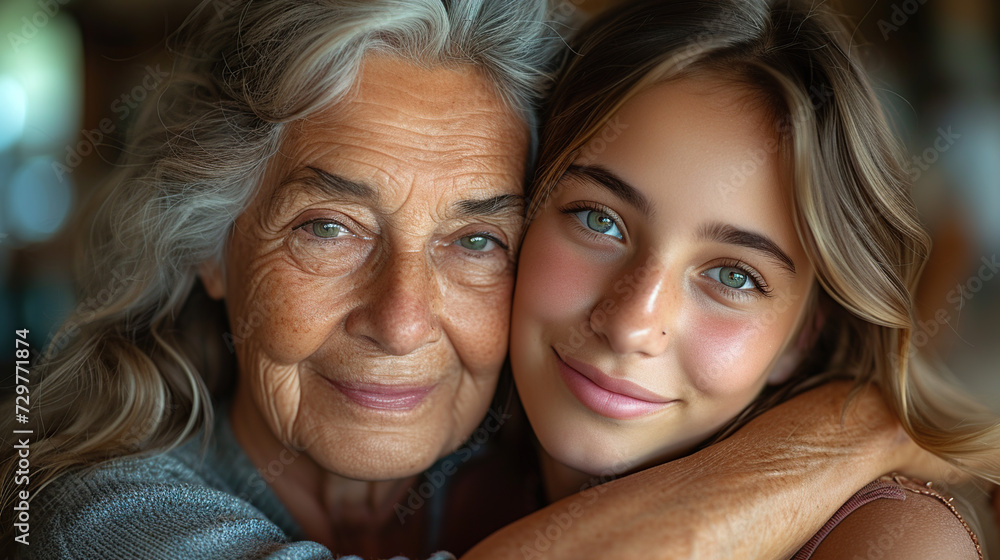 Happy senior woman enjoying daughter's love on Mother's Day Happy senior woman enjoying daughter's love on Mother's Day