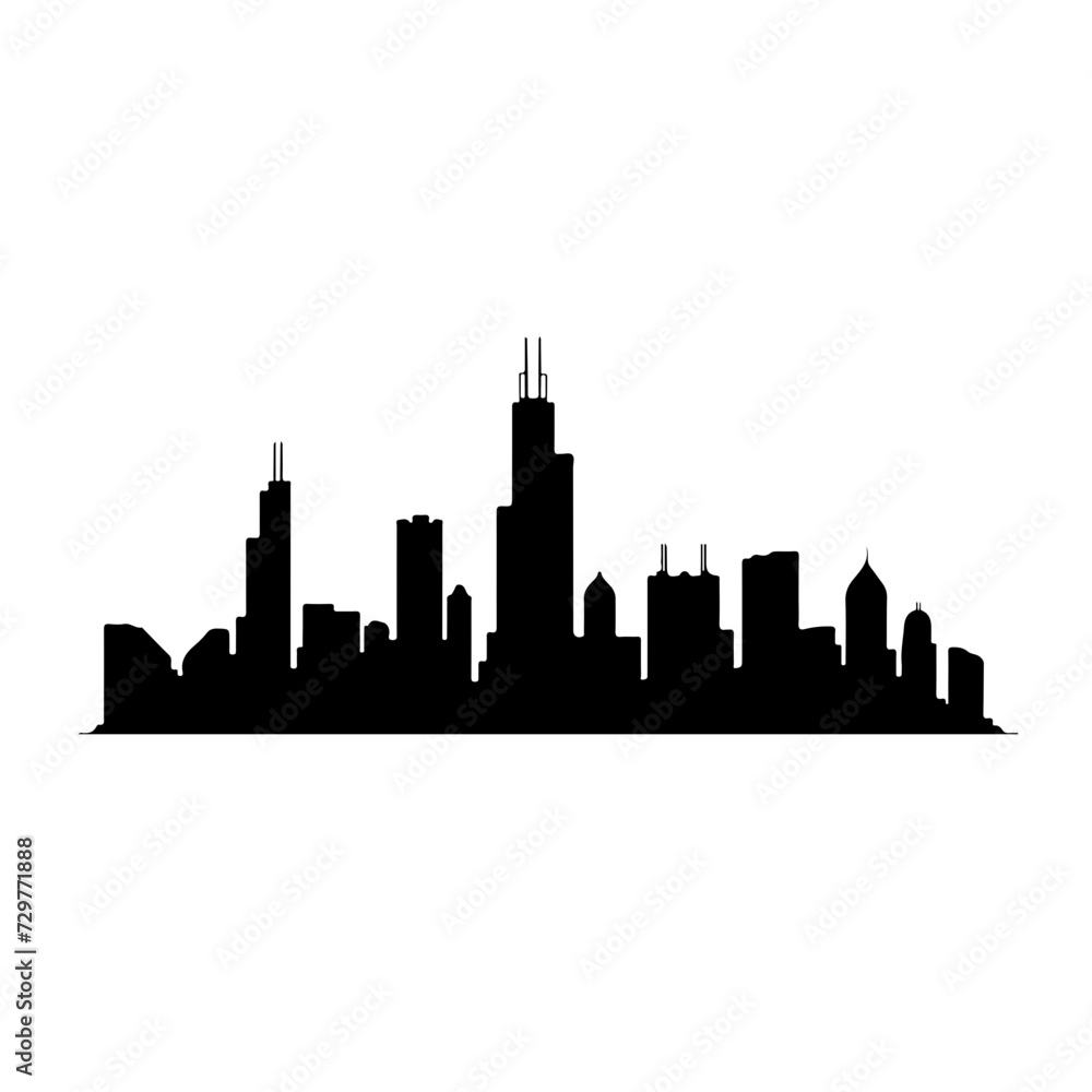 Obraz premium Chicago Skyline Logo Monochrome Design Style