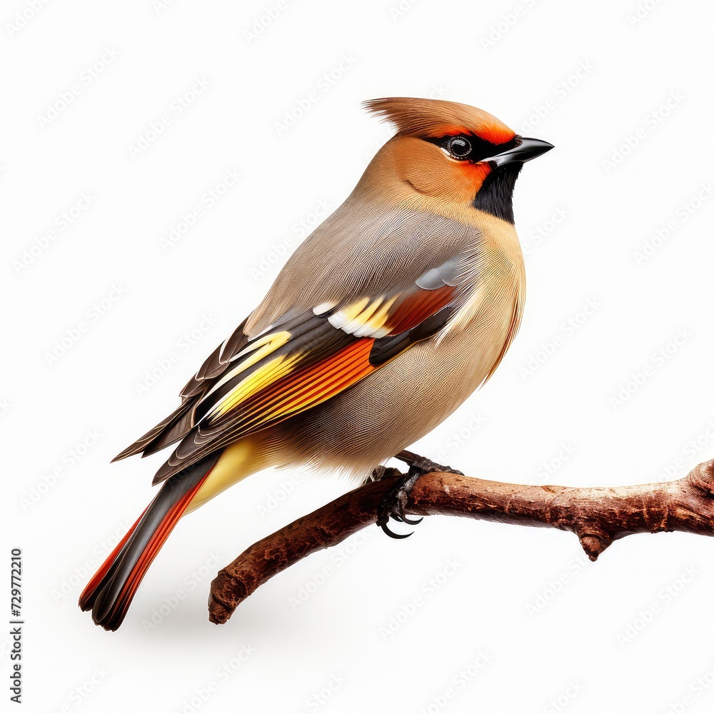 Fototapeta premium A Bohemian waxwing bird illustration isolated in white background