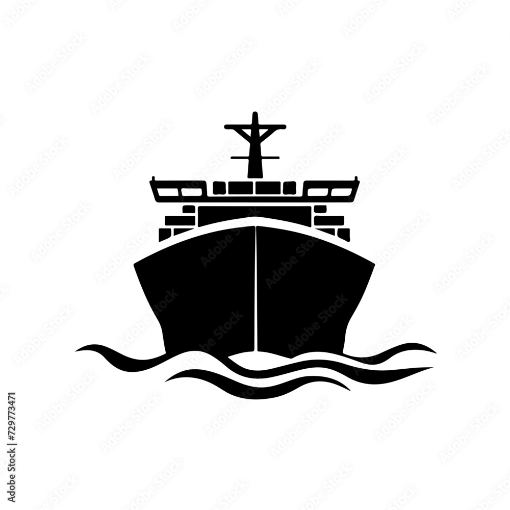 Container Ship Logo Monochrome Design Style