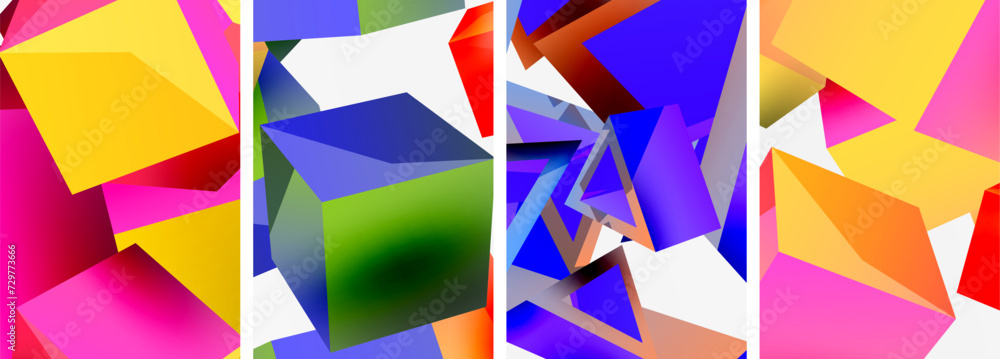 Composition of 3d cubes and other geometric elements background design for wallpaper, business card, cover, poster, banner, brochure, header, website Composition of 3d cubes and other geometric elements background design for wallpaper, business card, cover, poster, banner, brochure, header, website
