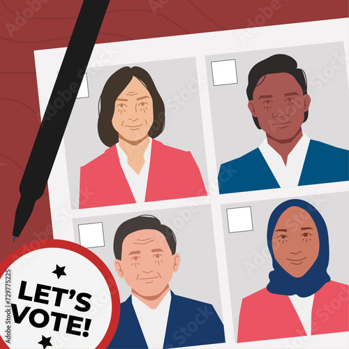 politician ballot vote election day in flat illustration