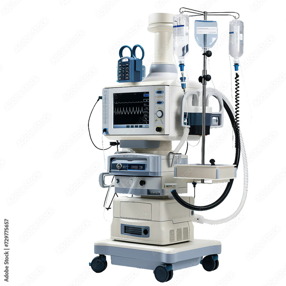 Anesthesia machine, transparent background, isolated image, generative AI