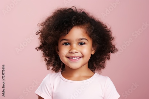 Portrait of a smiling african american little girl on a pink background © Chacmool