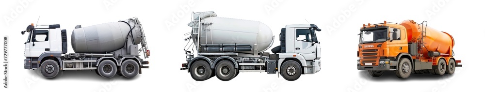 Collection of PNG. Concrete mixer truck isolated on a transparent background. Collection of PNG. Concrete mixer truck isolated on a transparent background.