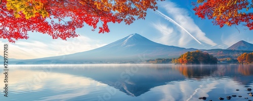 Autumn with views of Mount Fuji and clear morning mist © diwek