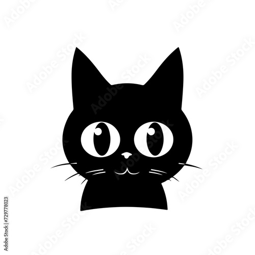 Fototapeta Naklejka Na Ścianę i Meble -  Cute Cat Big Eyes Logo Monochrome Design Style