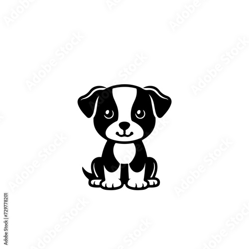 Cute Puppy Logo Monochrome Design Style