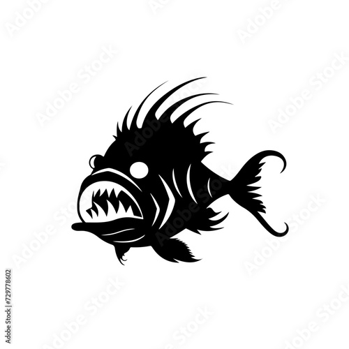 Deeps sea Anglerfish Logo Monochrome Design Style