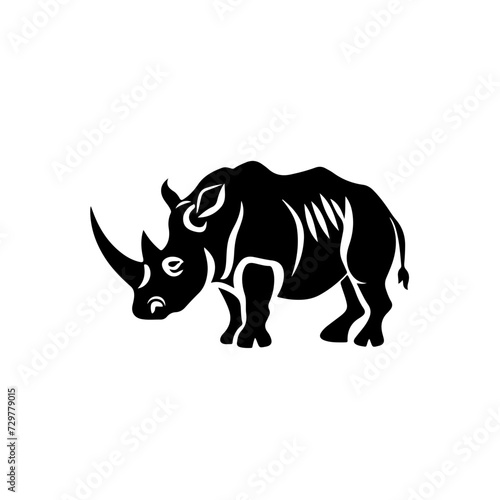 Large herbivore with distinctive horn Logo Monochrome Design Style © FileSource