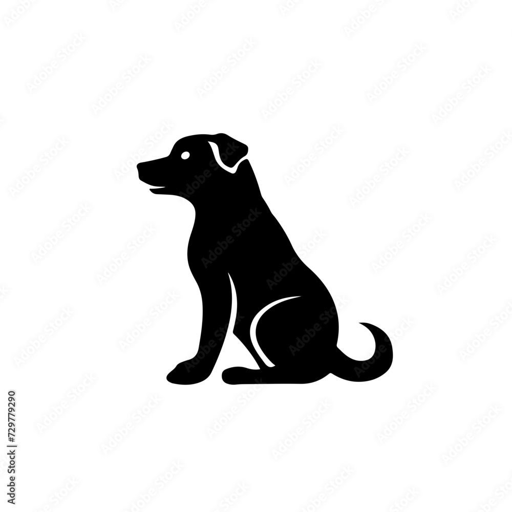 simple dog outline Logo Monochrome Design Style