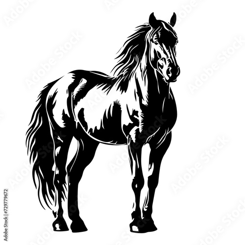 Fototapeta Naklejka Na Ścianę i Meble -  Standing Horse Logo Monochrome Design Style
