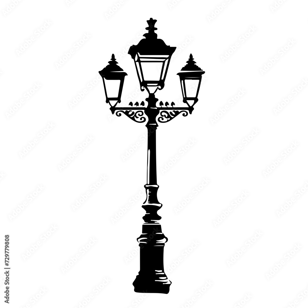 Street Lamp At Night Logo Monochrome Design Style