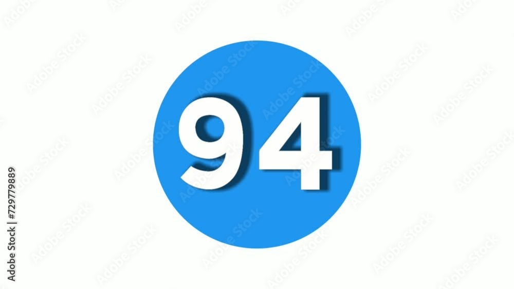 Number 94 sign symbol animation motion graphics icon on blue circle white background,cartoon video number for video elements Number 94 sign symbol animation motion graphics icon on blue circle white background,cartoon video number for video elements