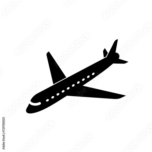 Airplane in isometric projection. Solid style black color icon.