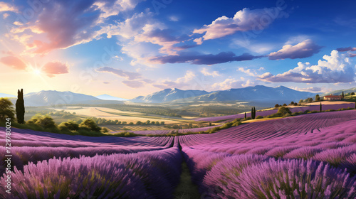 Lavender Delight: Detailed Close-Up Landscape Photography with High-Resolution Rendering
