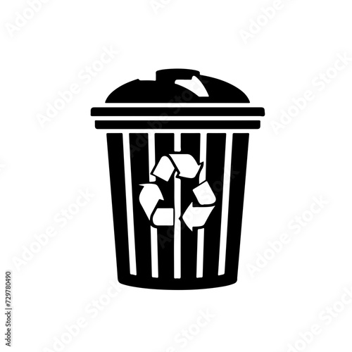 Trash Bin Logo Monochrome Design Style