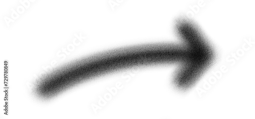 Graffiti arrow with overspray in black over transparent background photo