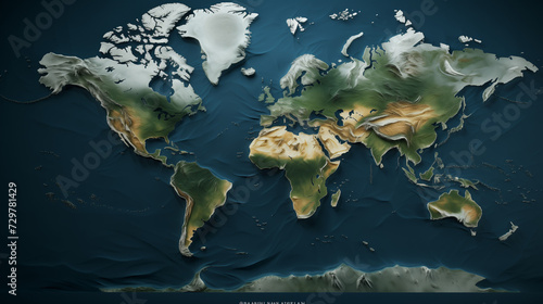 Realistic World Map Depiction