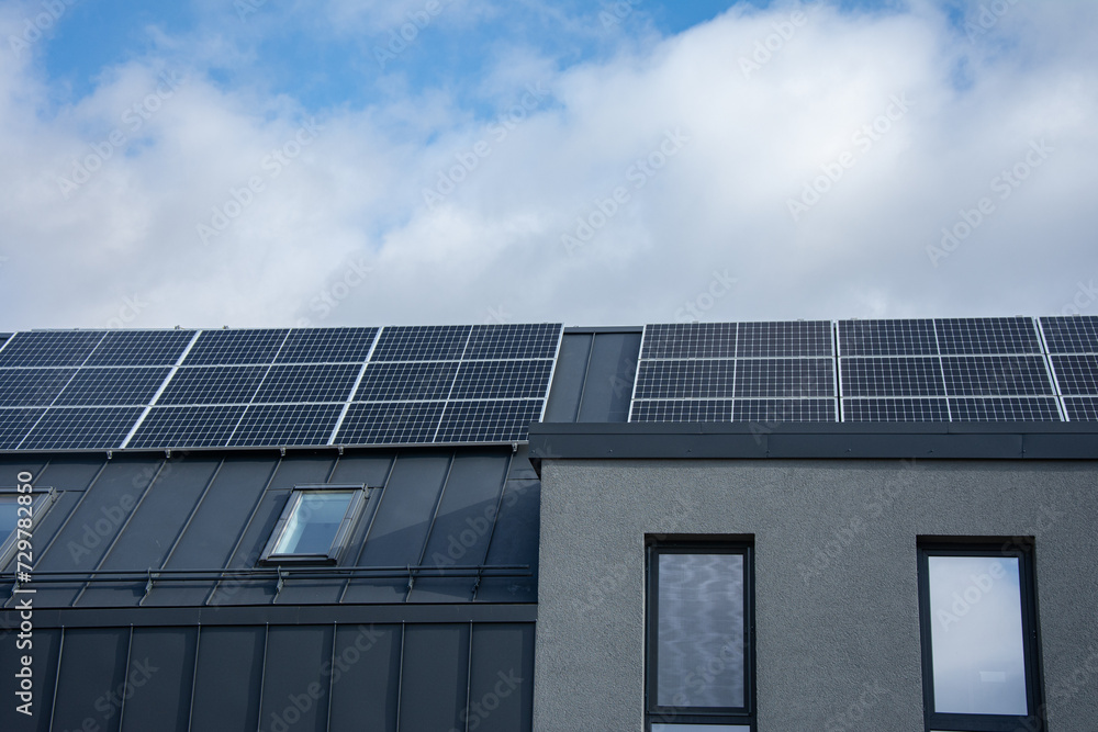solar panels on rooftop modern village solar panels on rooftop modern village