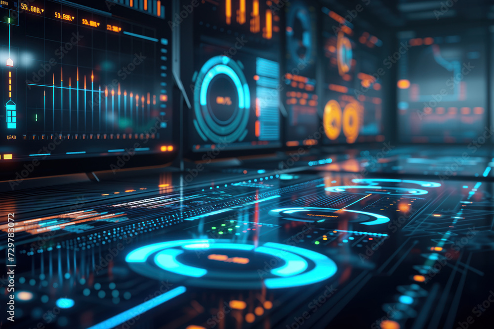 Obraz premium Analytics and visualization of data for a business based on futuristic digitalization Generative AI