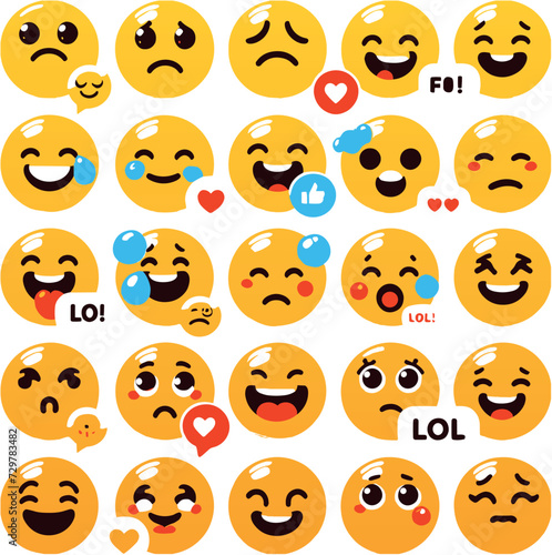 Big emoji collections Funny emoticons faces with facial expressions Full editable iOS emoji generated by Ai