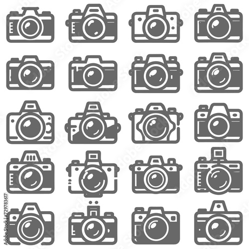 Flat silhouettes Camera icons collections Vector illustration generated by Ai