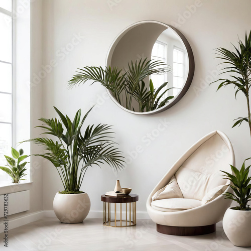 Minimalistic Reading Nook - Professional close-up photo of a tranquil indoor space with elegant minimalist details and indoor plants Gen AI photo