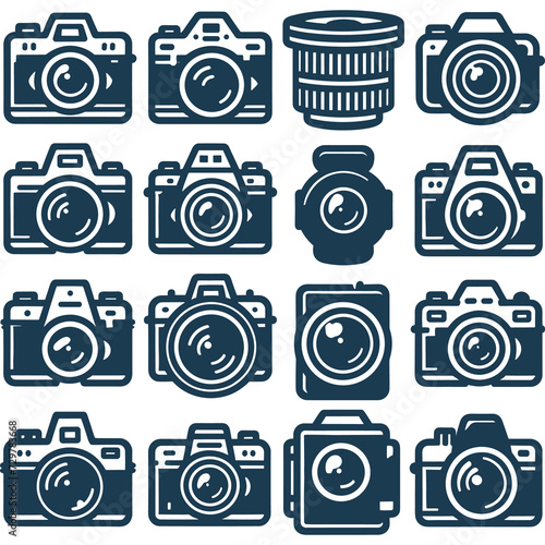 Flat silhouettes Camera icons collections Vector illustration generated by Ai photo