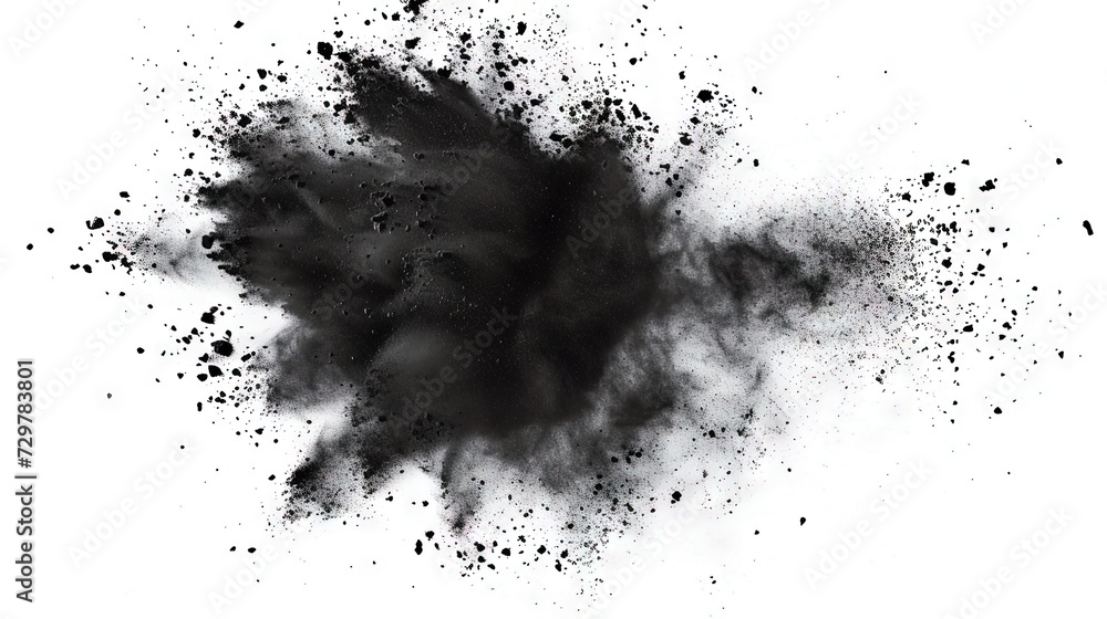 Black smoke and chalk dust on white background - obrazy, fototapety, plakaty 