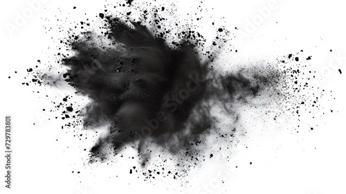 Black smoke and chalk dust on white background