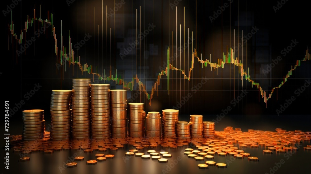 Saving money for a good financial future Saving money ,Storing gold is a form of saving money and the price of gold rises and falls according to the market price,saving concept Generative AI Saving money for a good financial future Saving money ,Storing gold is a form of saving money and the price of gold rises and falls according to the market price,saving concept Generative AI