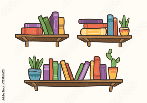 Set of Interior bookshelves, Shelf book in room library