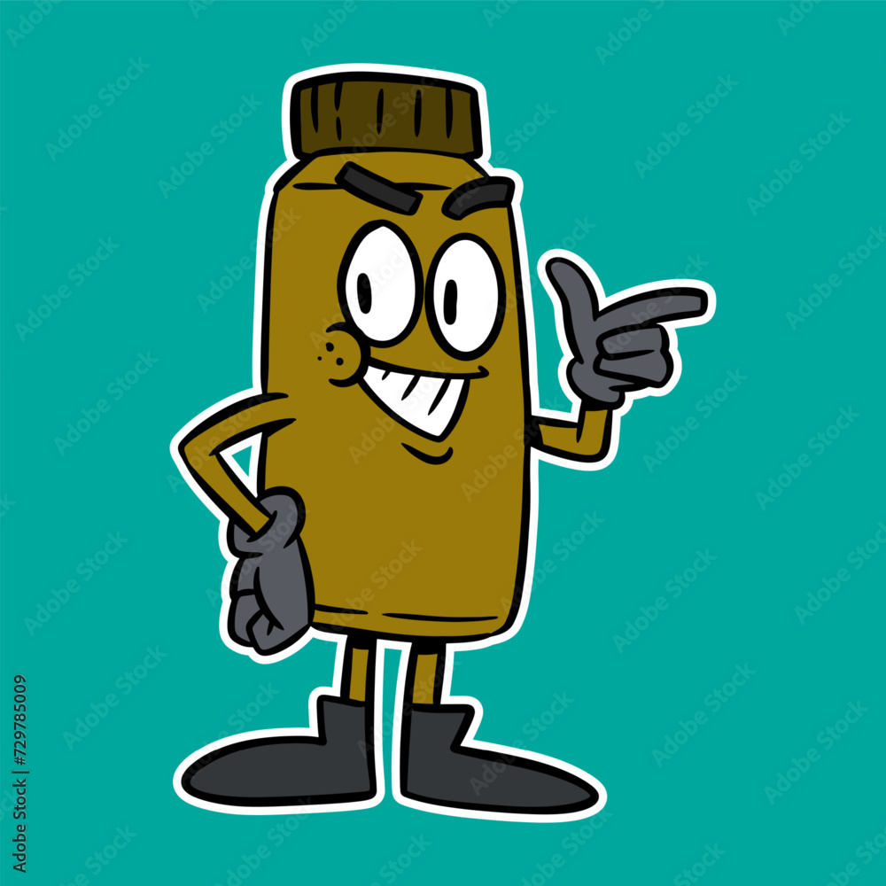 groovy bottle mascot vector illustration