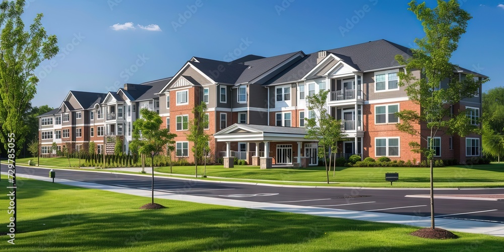 Retirement community on a sunny afternoon -- a great place for senior citizens to live for their golden years Retirement community on a sunny afternoon -- a great place for senior citizens to live for their golden years