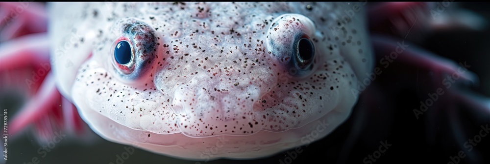 Closeup of axolotl eyes. Animal photograph made with generative AI ...