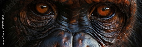 Print op canvas Closeup of chimp eyes. Animal photograph made with generative AI