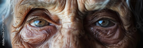 Closeup of old woman eyes. Animal photograph made with generative AI